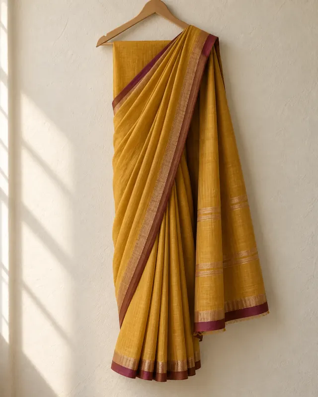 Mustard Handloom Saree